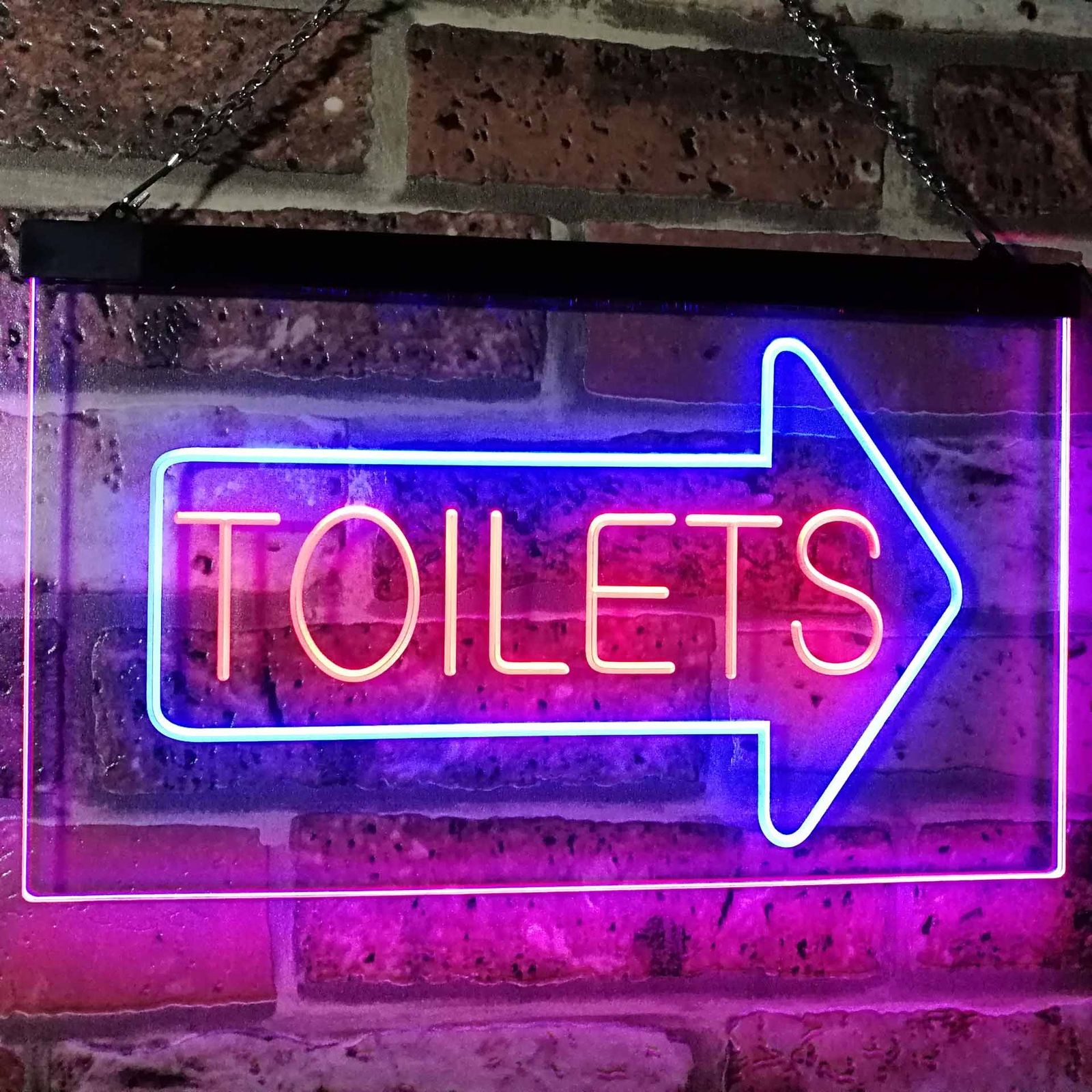 Toilets Arrow Washroom Restroom Dual Color Led Neon Sign